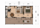 Blockbohlenhaus mit Terrasse LILLI, 32 m² + 20m² – Bild 6