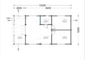 Blockbohlenhaus HANNES (66 mm) · 42 m² + 10 m² überdachte Terrasse · Pultdach – Bild 5