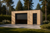 Holzgarage mit Flachdach Plus (34mm + Holzverschalung), 6x6m, 36m²