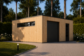 Holzgarage mit Flachdach Plus (34mm + Holzverschalung), 6x6m, 36m² – Bild 3