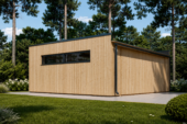 Holzgarage mit Flachdach Plus (34mm + Holzverschalung), 8x6m, 48m² – Bild 3