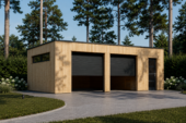 Holzgarage mit Flachdach Plus (34mm + Holzverschalung), 8x6m, 48m² – Bild 2