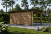 Gartenhaus mit Terrasse KATI (44 mm), 5x3 m, 7.5 m² + 7.5 m² – Bild 2
