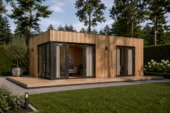 Premium Gartenhaus (34–44 mm + Holzverschalung), 6,5×4,5 m – 30 m²