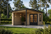 Gartenhaus mit Terrasse KATI (44 mm), 5x3 m, 7.5 m² + 7.5 m²