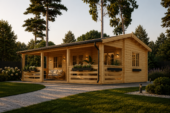 Blockbohlenhaus mit Terrasse LILLI, 32 m² + 20m² – Bild 3