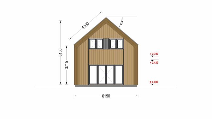 Holzhaus INGRID (44 mm + Holzverschalung), 170 m²