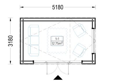 Premium GartenhausTONIA (34 mm + Holzverschalung), 5x3 m, 15 m²