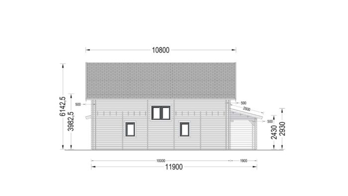 Premium Holzhaus DARLA (44+44 mm), 180 m²
