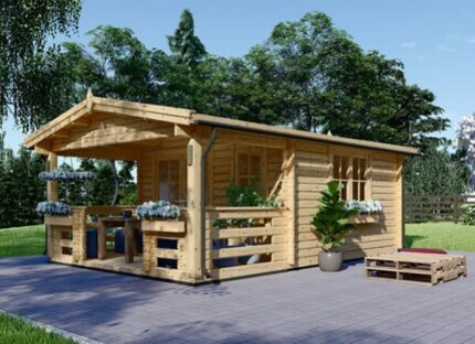Gartenhaus aus Holz SHANON (34 mm), 4x5.75 m, 16 m² + 7 m² Terrasse