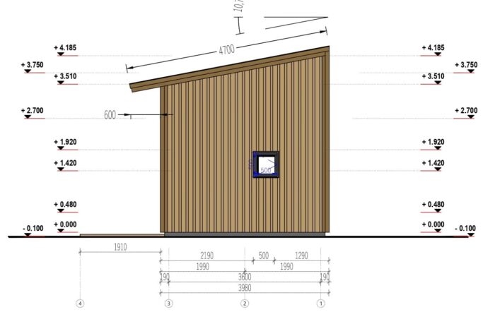 Blockbohlenhaus SOPHIA (44 mm + Holzverschalung), 20 m²